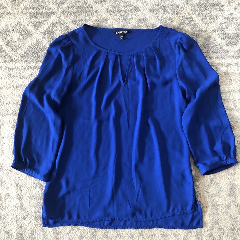 Express Women’s 3/4 Length Sleeve Royal Blue Top